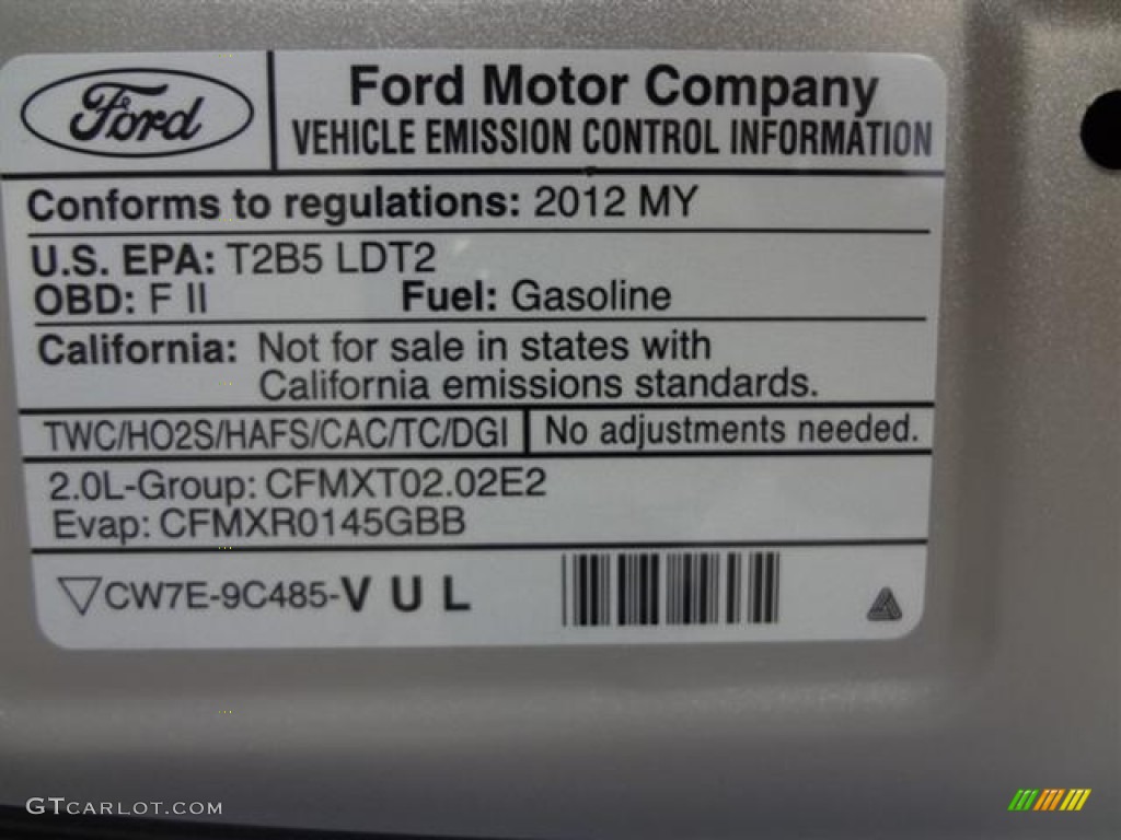 2012 Ford Edge SE EcoBoost Info Tag Photo #57437908