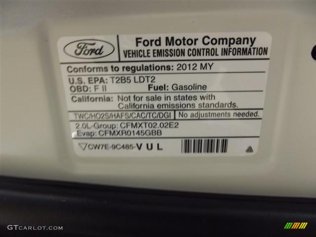 2012 Ford Edge SE EcoBoost Info Tag Photo #57438581