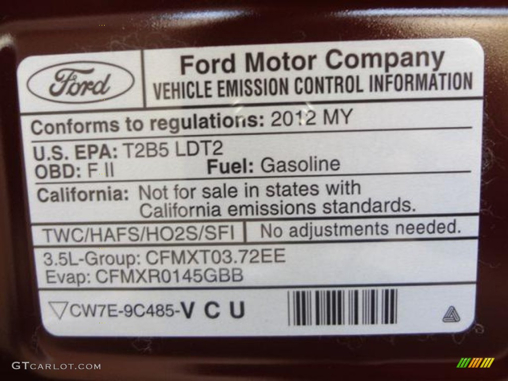 2012 Ford Edge SE Info Tag Photo #57438818