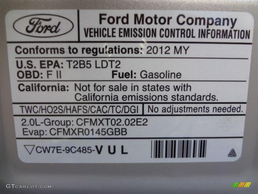 2012 Ford Edge SE EcoBoost Info Tag Photo #57439082