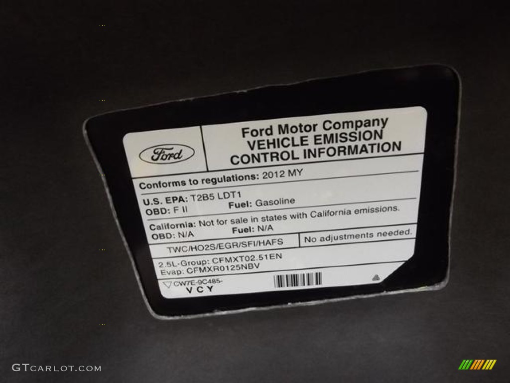 2012 Ford Escape XLS Info Tag Photo #57445250