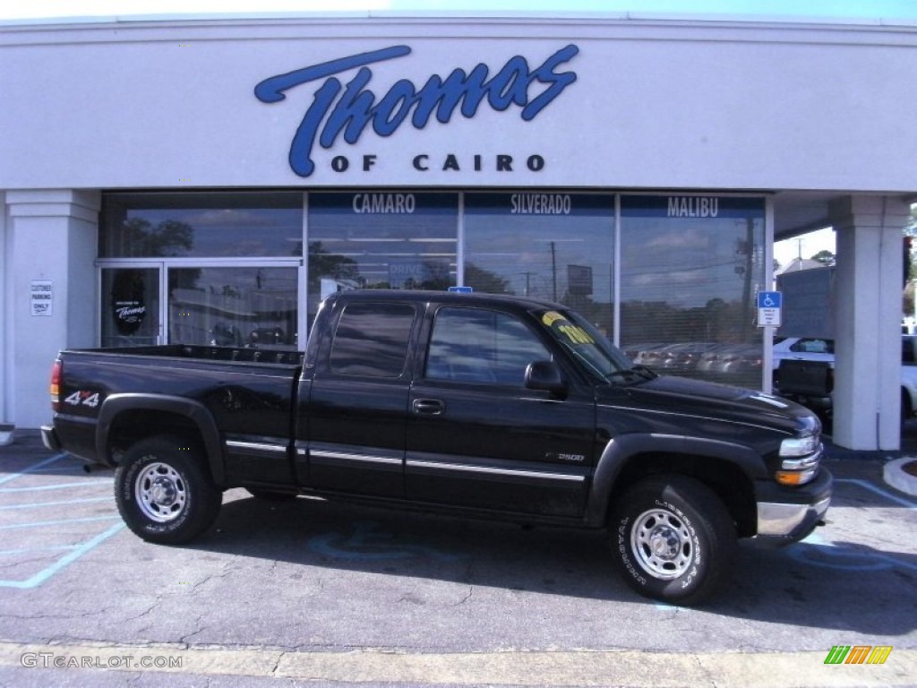 2000 Silverado 2500 LT Extended Cab 4x4 - Onyx Black / Medium Gray photo #2