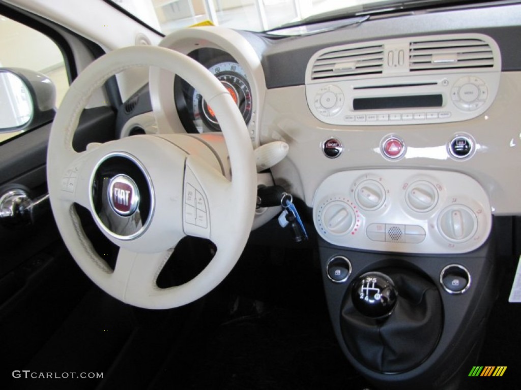 2012 Fiat 500 Pop Tessuto Marrone/Avorio (Brown/Ivory) Steering Wheel Photo #57450223