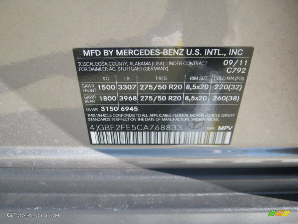 2012 GL Color Code 792 for Paladium Silver Metallic Photo #57458533