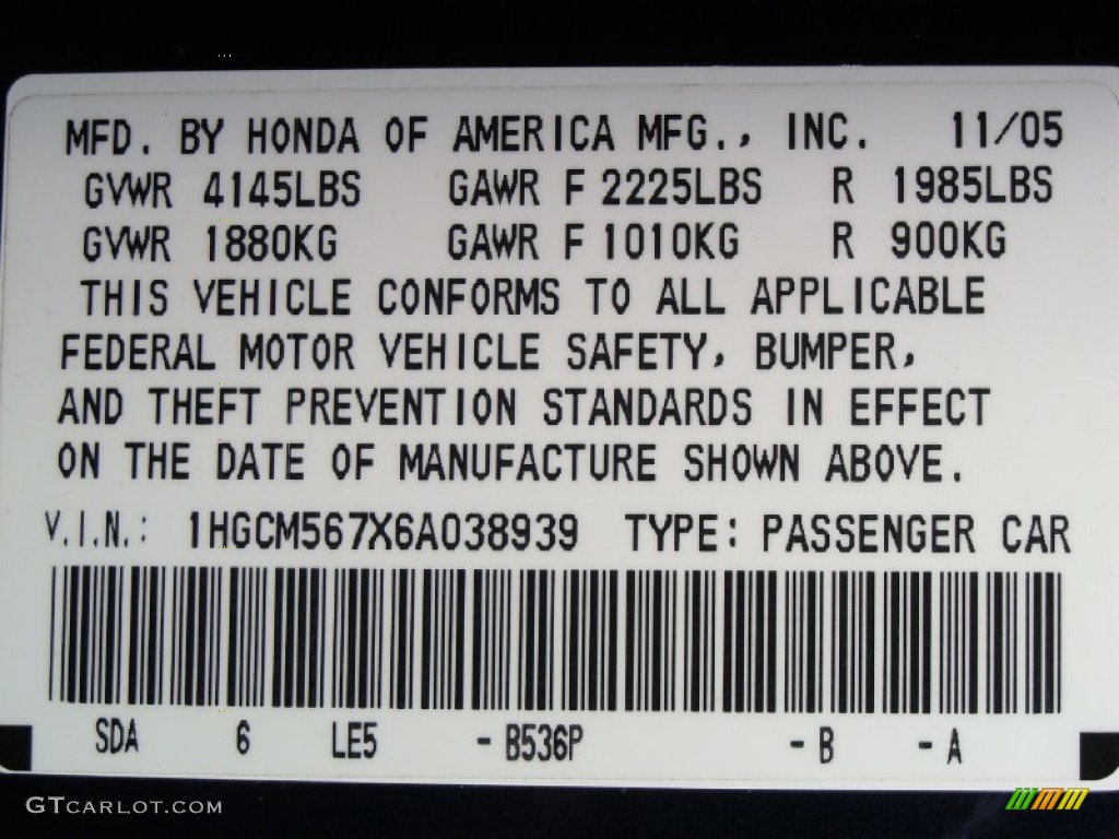 2006 Accord EX Sedan - Royal Blue Pearl / Gray photo #30