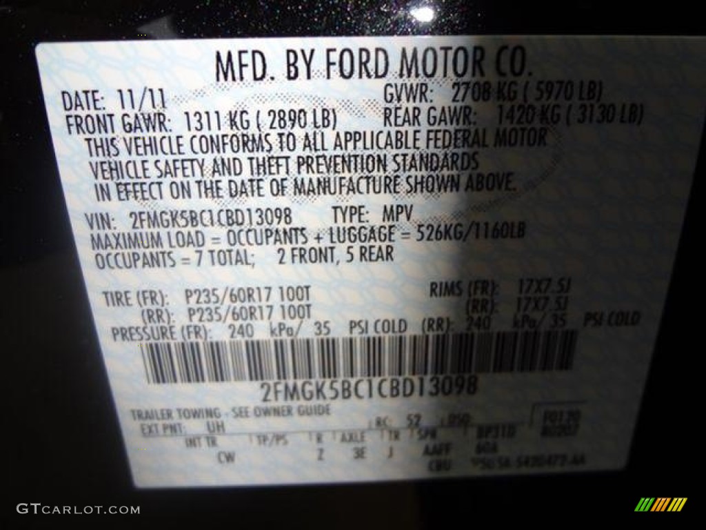 2012 Flex Color Code UH for Tuxedo Black Metallic Photo #57463642