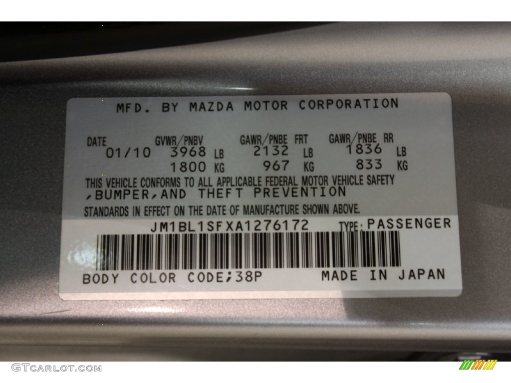 2010 MAZDA3 Color Code 38P for Liquid Silver Metallic Photo #57465664