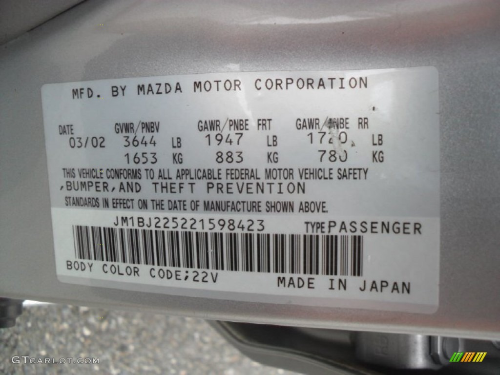 2002 Mazda Protege LX Color Code Photos