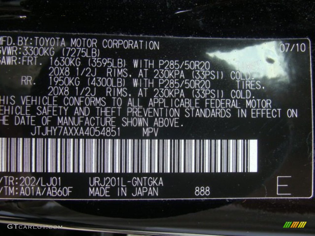 2010 LX Color Code 202 for Black Onyx Photo #57480316