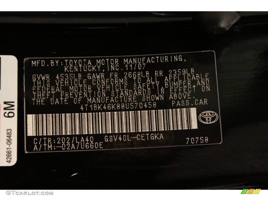2008 Camry XLE V6 - Black / Bisque photo #19