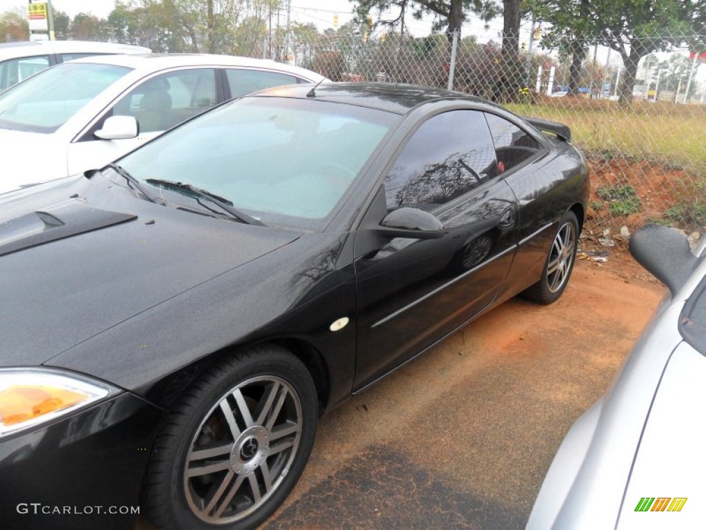 2002 Cougar V6 Coupe - Black / Midnight Black/Red photo #2