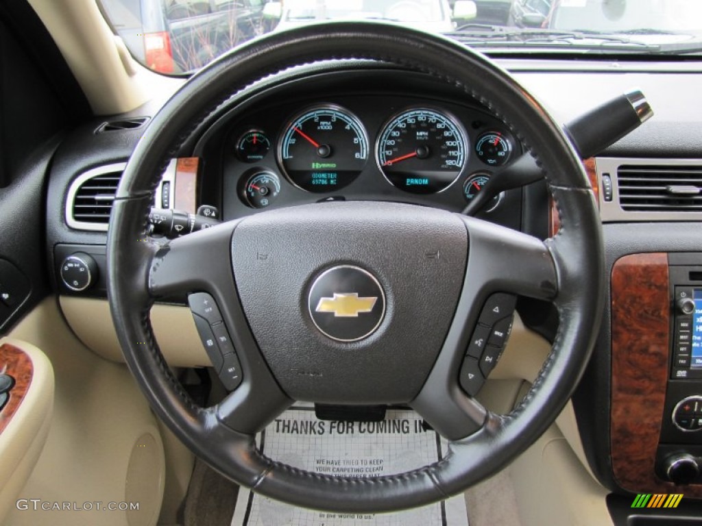 2008 Chevrolet Tahoe Hybrid 4x4 Light Cashmere/Ebony Steering Wheel Photo #57484345