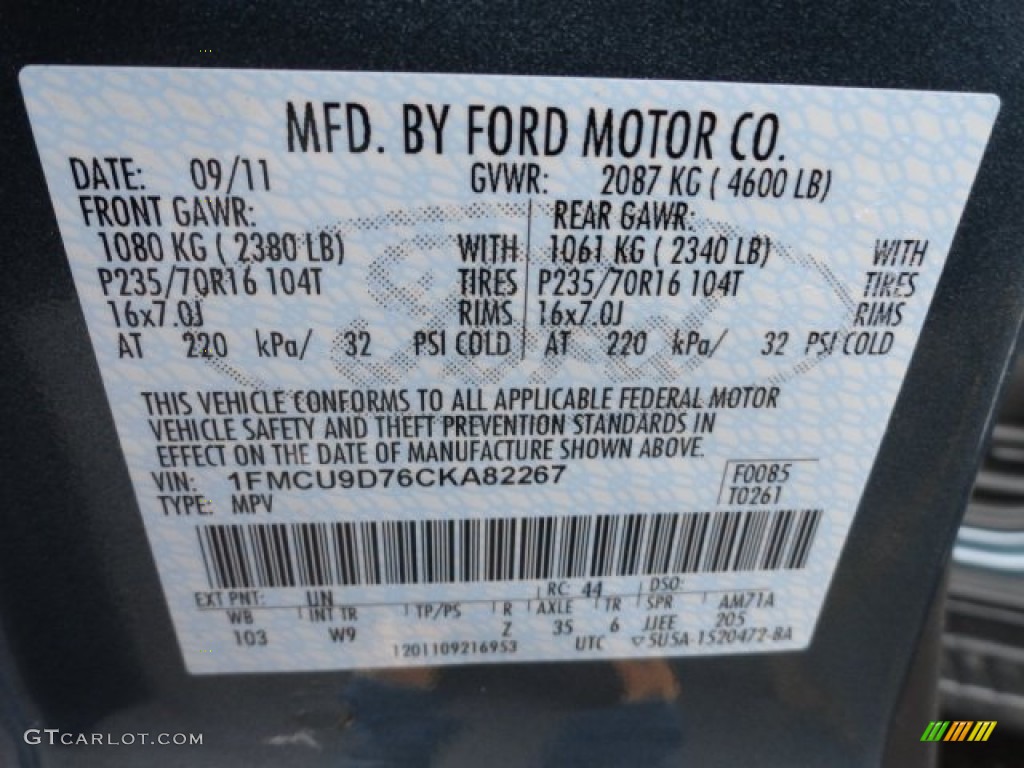 2012 Escape Color Code UN for Steel Blue Metallic Photo #57489388