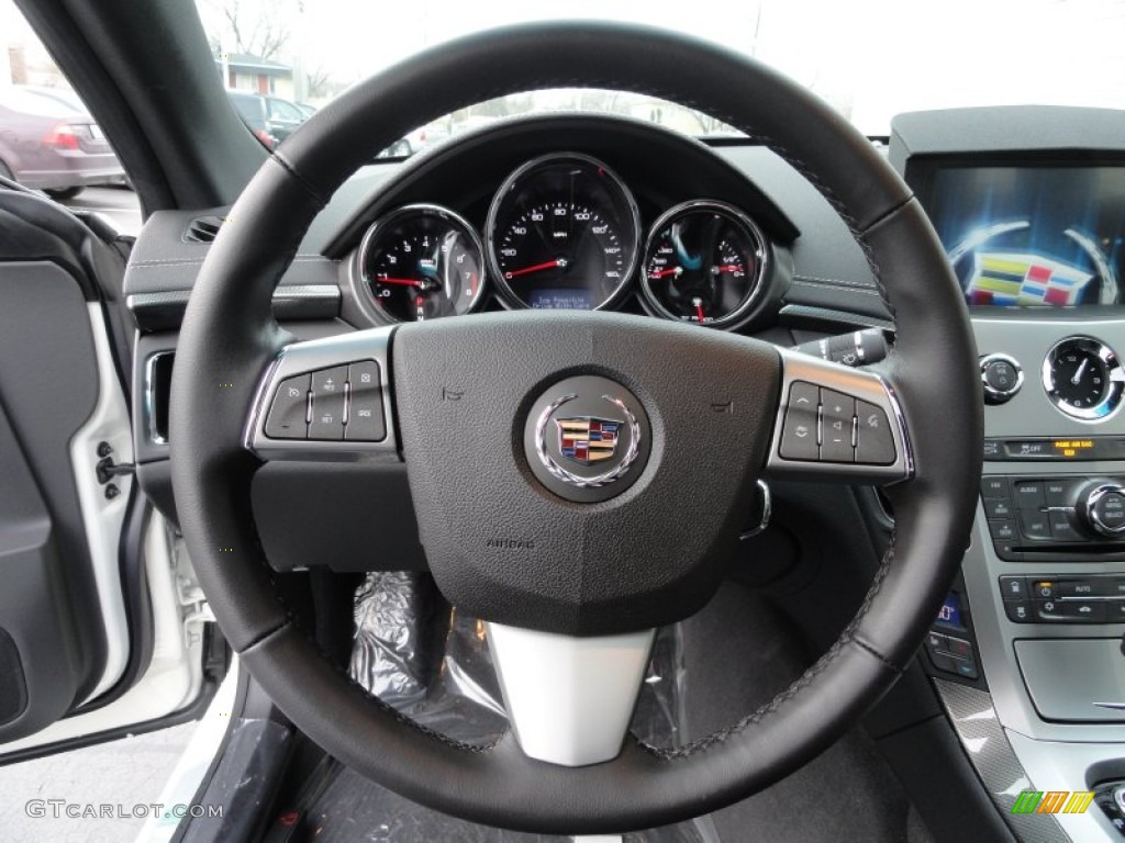 2012 Cadillac CTS Coupe Ebony/Ebony Steering Wheel Photo #57493726