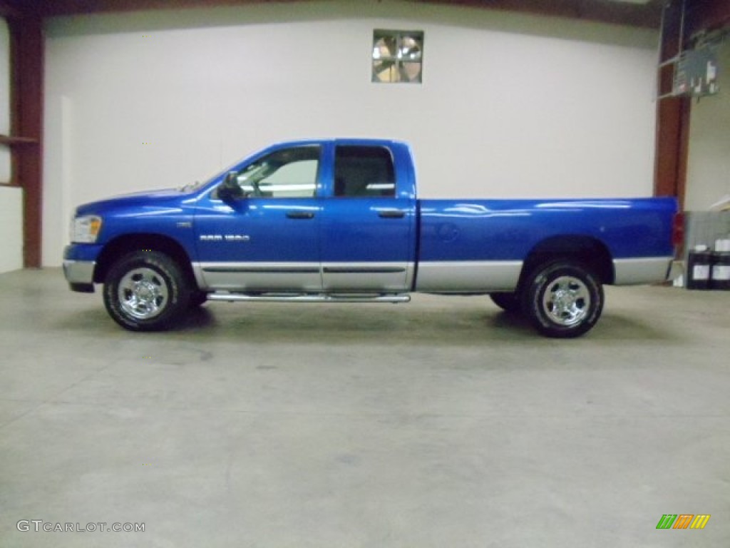 2007 Ram 1500 SLT Quad Cab 4x4 - Electric Blue Pearl / Medium Slate Gray photo #2