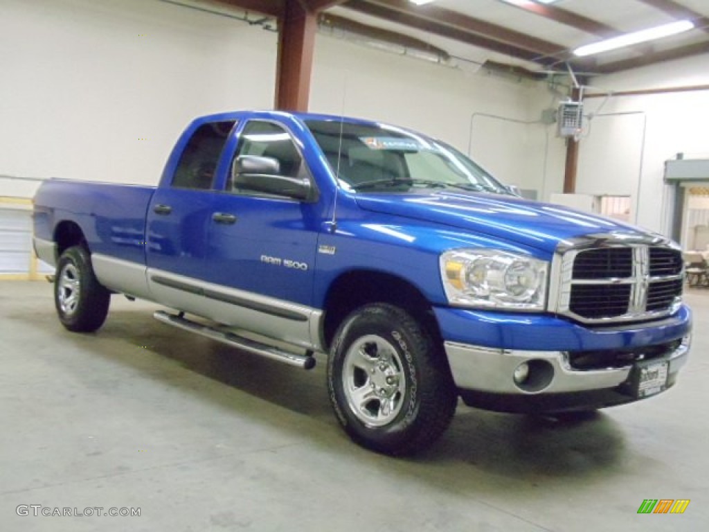 2007 Ram 1500 SLT Quad Cab 4x4 - Electric Blue Pearl / Medium Slate Gray photo #6