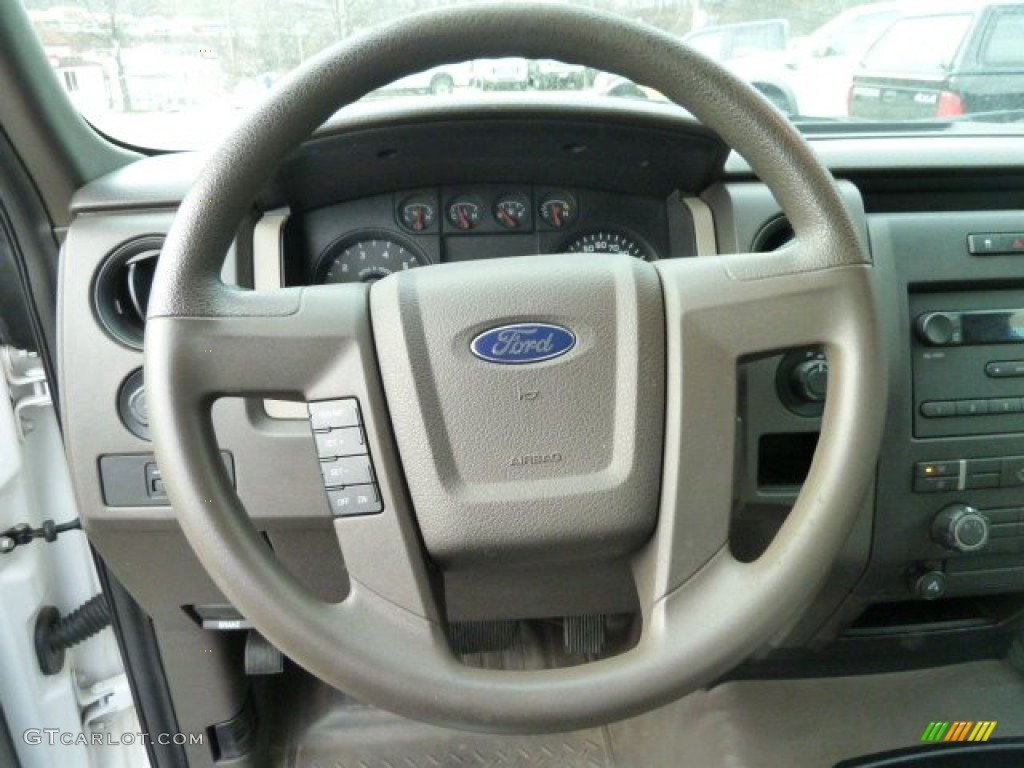 2010 Ford F150 XL SuperCrew 4x4 Medium Stone Steering Wheel Photo #57498051