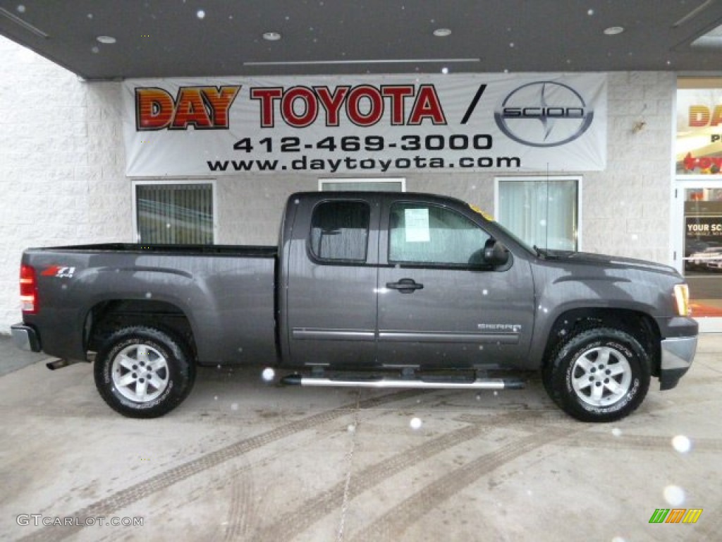 2010 Sierra 1500 SLE Extended Cab 4x4 - Storm Gray Metallic / Ebony photo #1