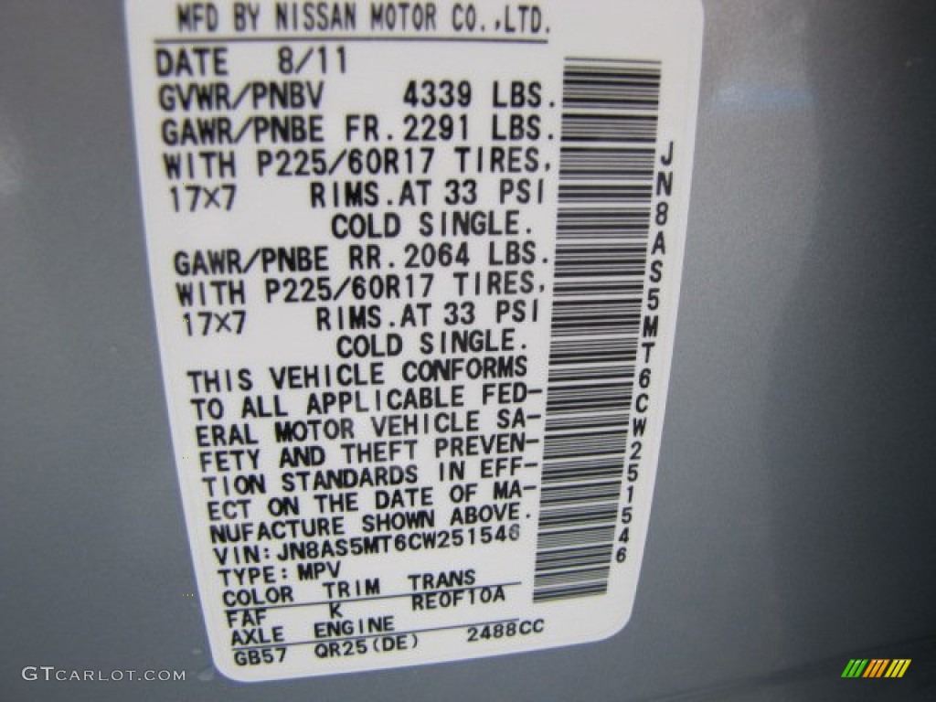 2012 Rogue Color Code FAF for Frosted Steel Photo #57502030