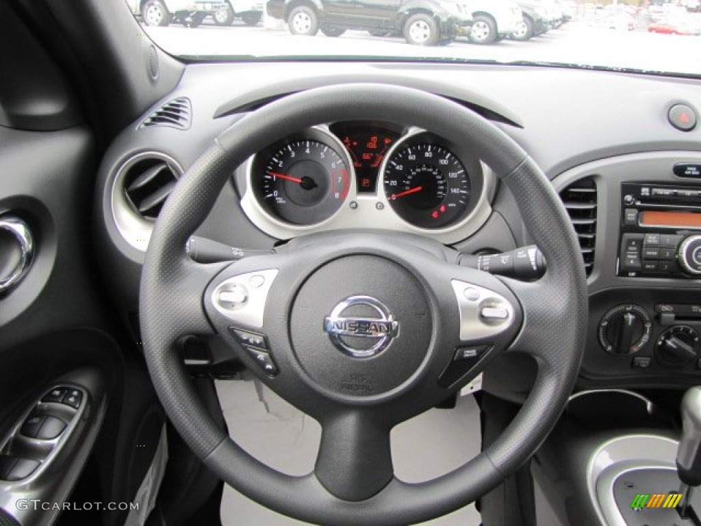 2012 Nissan Juke S Black/Silver Trim Steering Wheel Photo #57502659