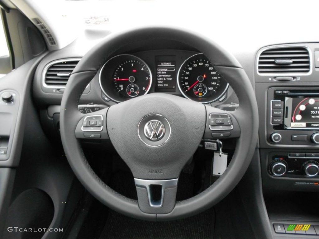 2012 Volkswagen Golf 2 Door TDI Titan Black Steering Wheel Photo #57503008
