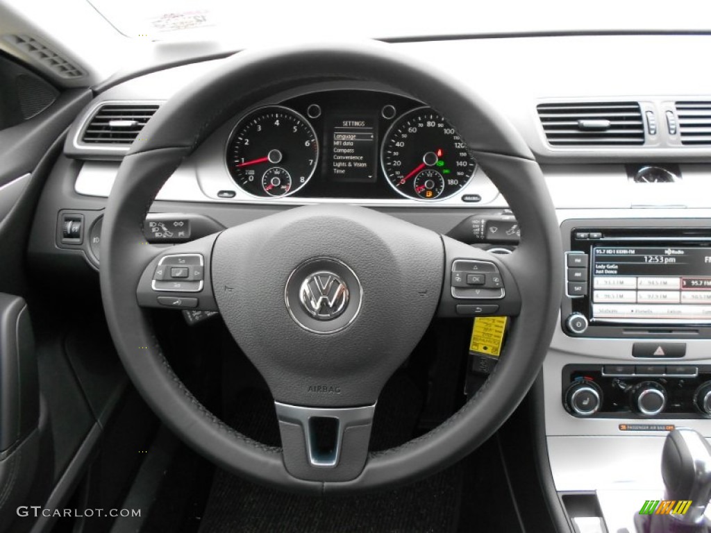 2012 Volkswagen CC R-Line Black Steering Wheel Photo #57504140