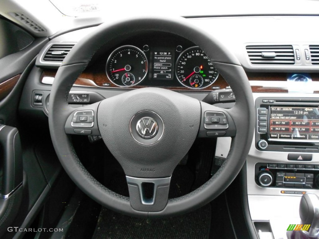 2012 Volkswagen CC Lux Limited Black Steering Wheel Photo #57504557