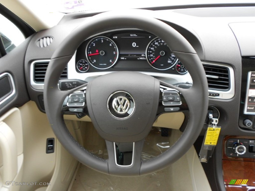 2012 Volkswagen Touareg TDI Lux 4XMotion Cornsilk Beige Steering Wheel Photo #57505184