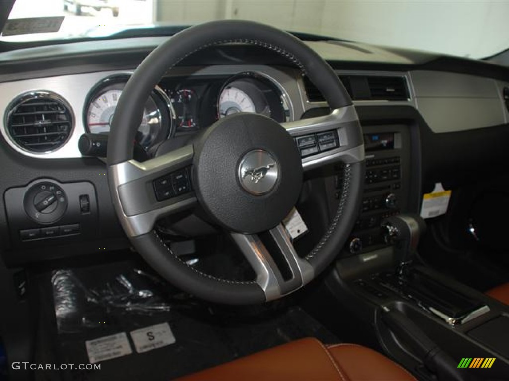 2012 Mustang V6 Premium Coupe - Kona Blue Metallic / Saddle photo #13