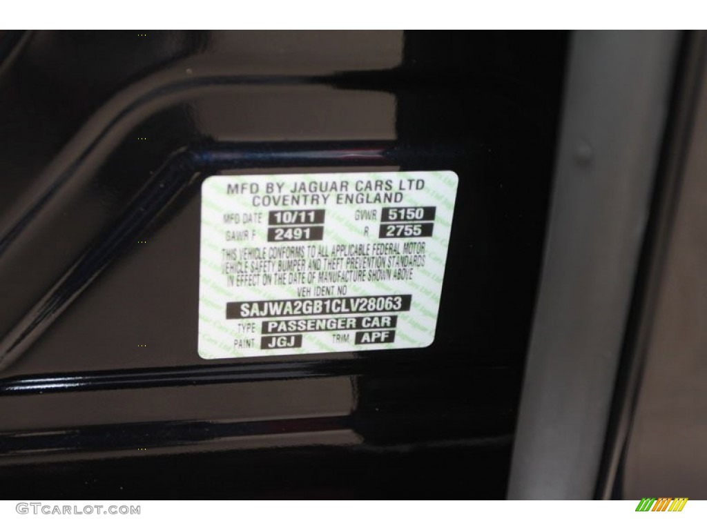 2012 XJ Color Code JGJ for Azurite Blue Metallic Photo #57508534