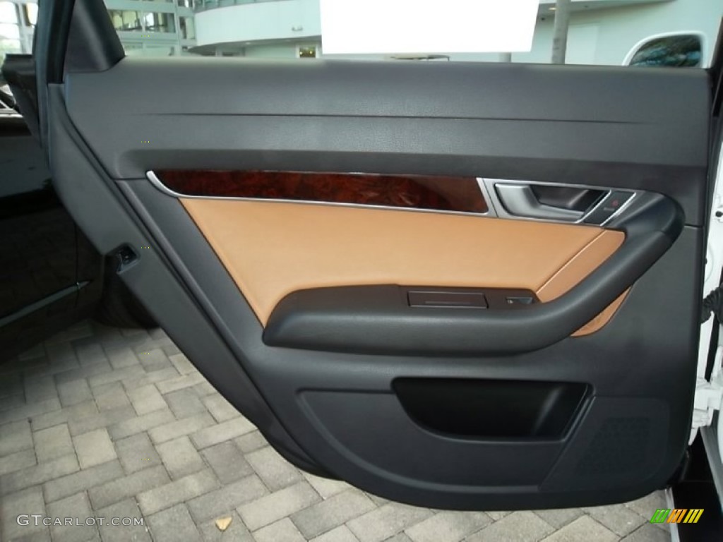 2009 Audi A6 3.0T quattro Sedan Amaretto/Black Door Panel Photo #57514588