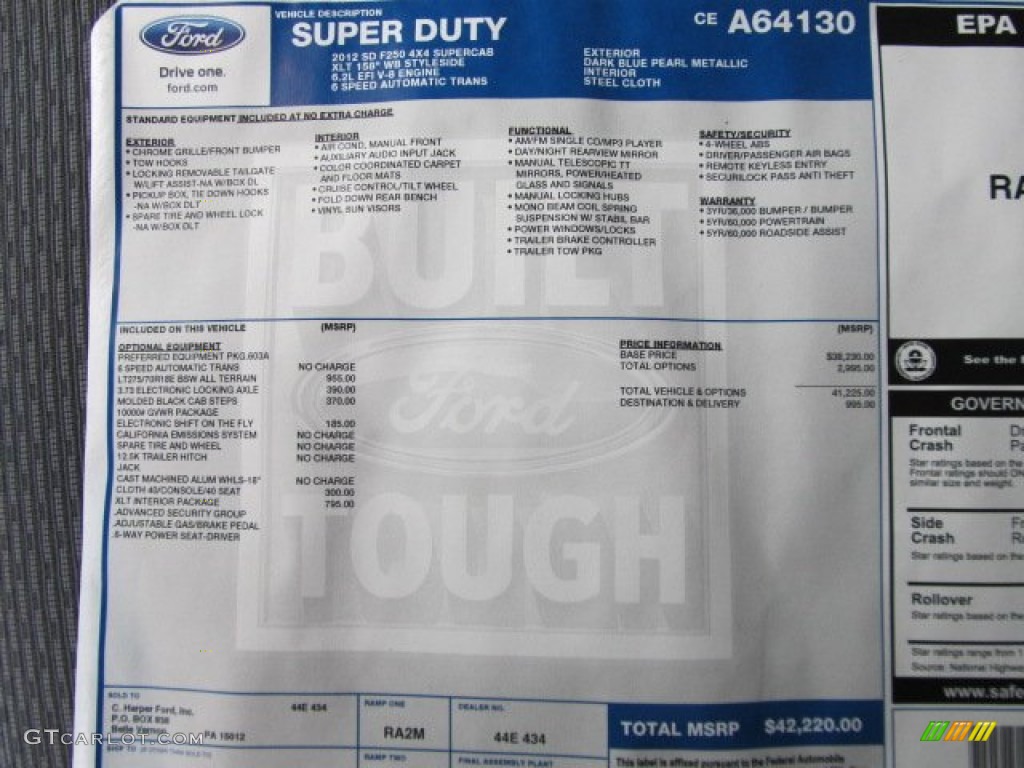 2012 F250 Super Duty XLT SuperCab 4x4 - Dark Blue Pearl Metallic / Steel photo #13