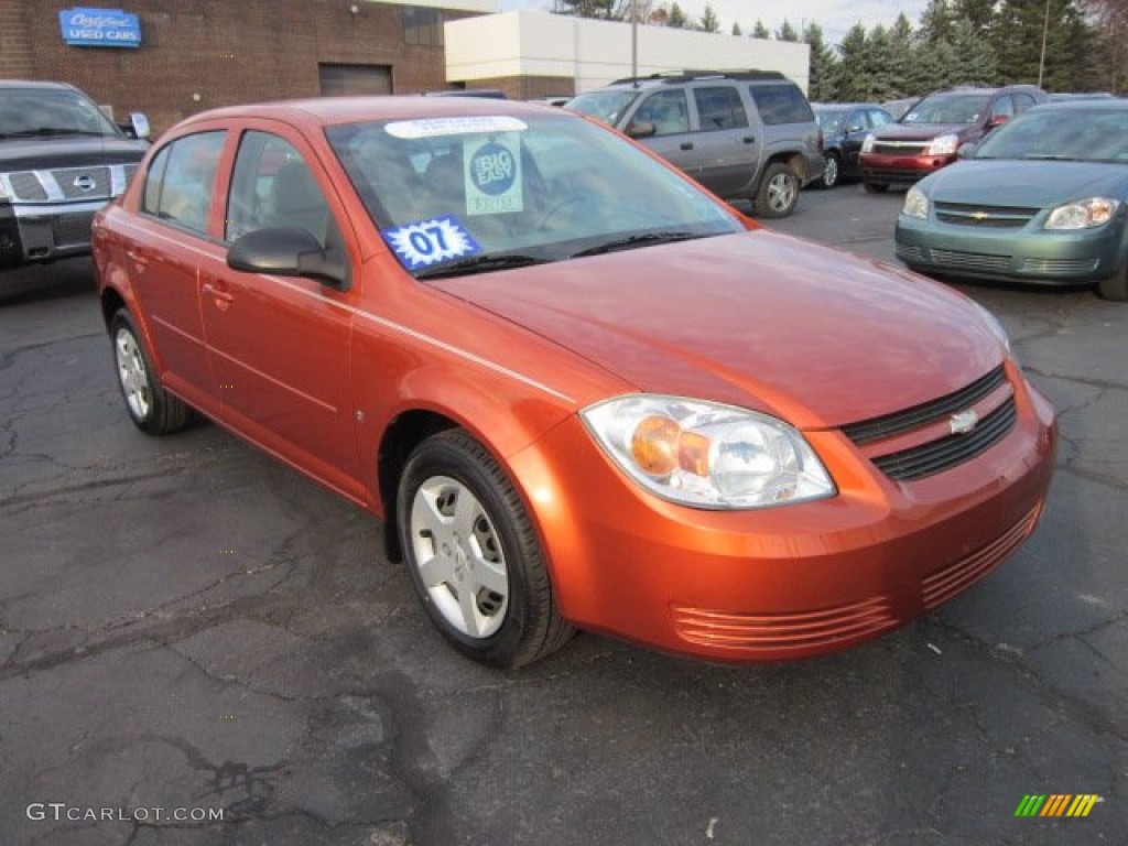 2007 Cobalt LS Sedan - Sunburst Orange Metallic / Gray photo #1