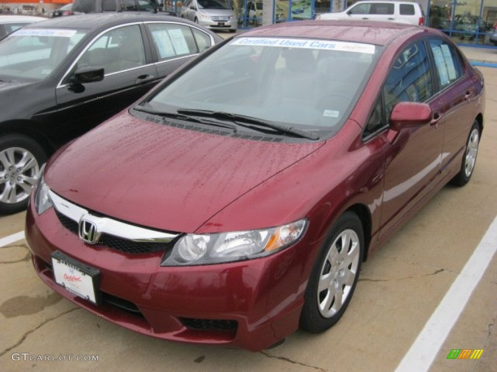 2011 Civic LX Sedan - Tango Red Pearl / Gray photo #1