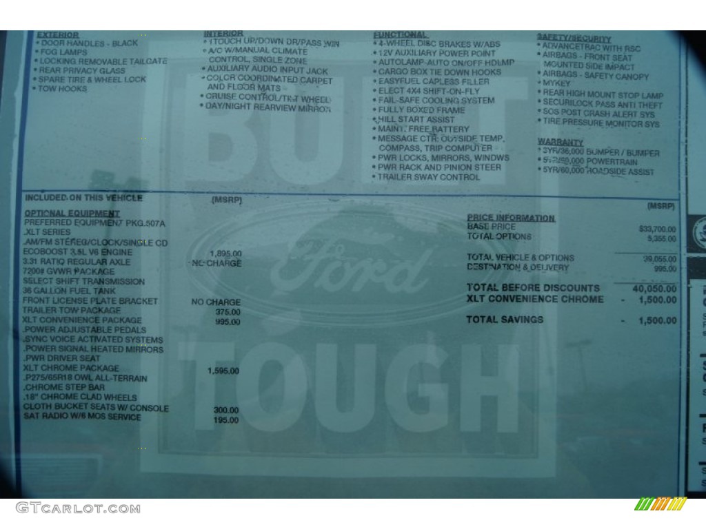2012 Ford F150 XLT SuperCab 4x4 Window Sticker Photo #57535801