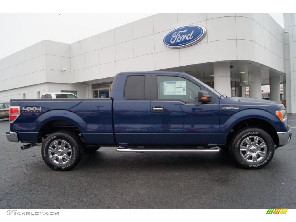 2012 F150 XLT SuperCab 4x4 - Dark Blue Pearl Metallic / Pale Adobe photo #2