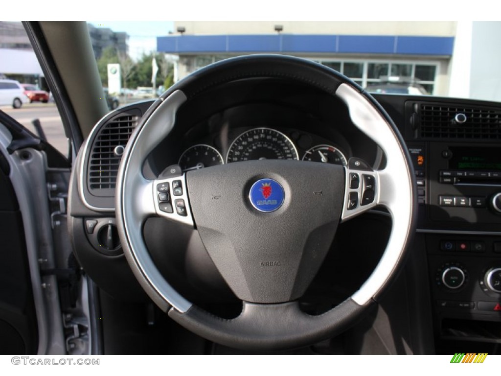 2008 Saab 9-3 Aero Sport Sedan Black Steering Wheel Photo #57544775