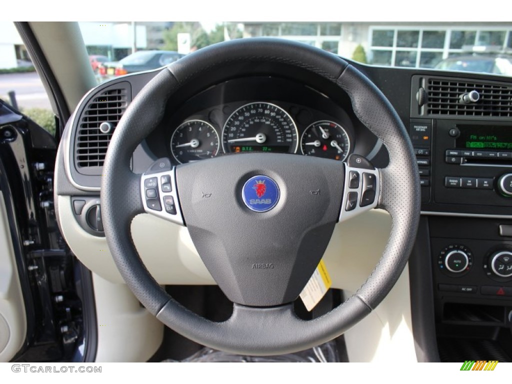 2011 Saab 9-3 2.0T Sport Sedan Parchment Steering Wheel Photo #57545052