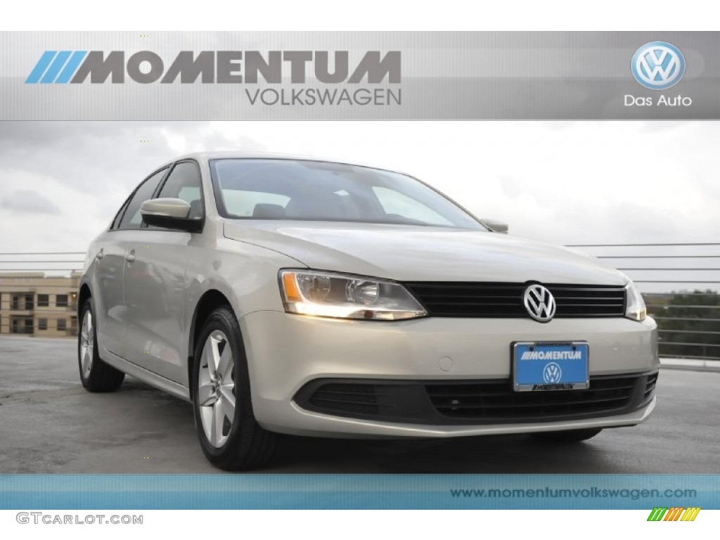 2012 Jetta TDI Sedan - White Gold Metallic / Titan Black photo #1