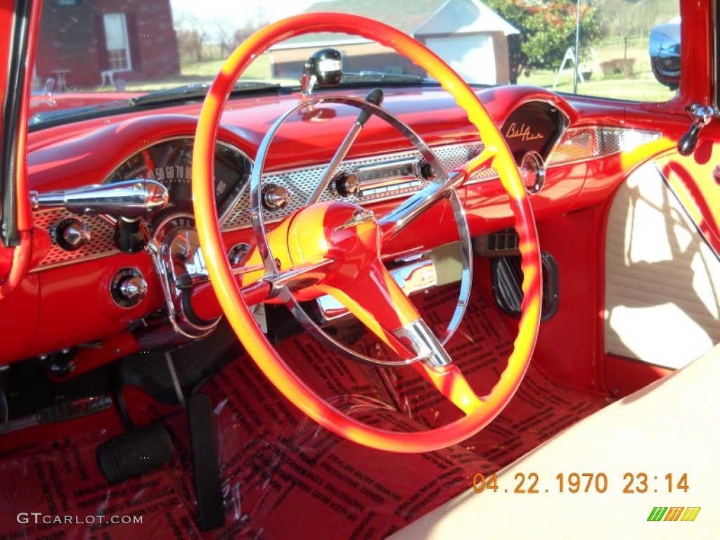 1955 Chevrolet Bel Air 2 Door Hard Top Red/White Steering Wheel Photo #57553800
