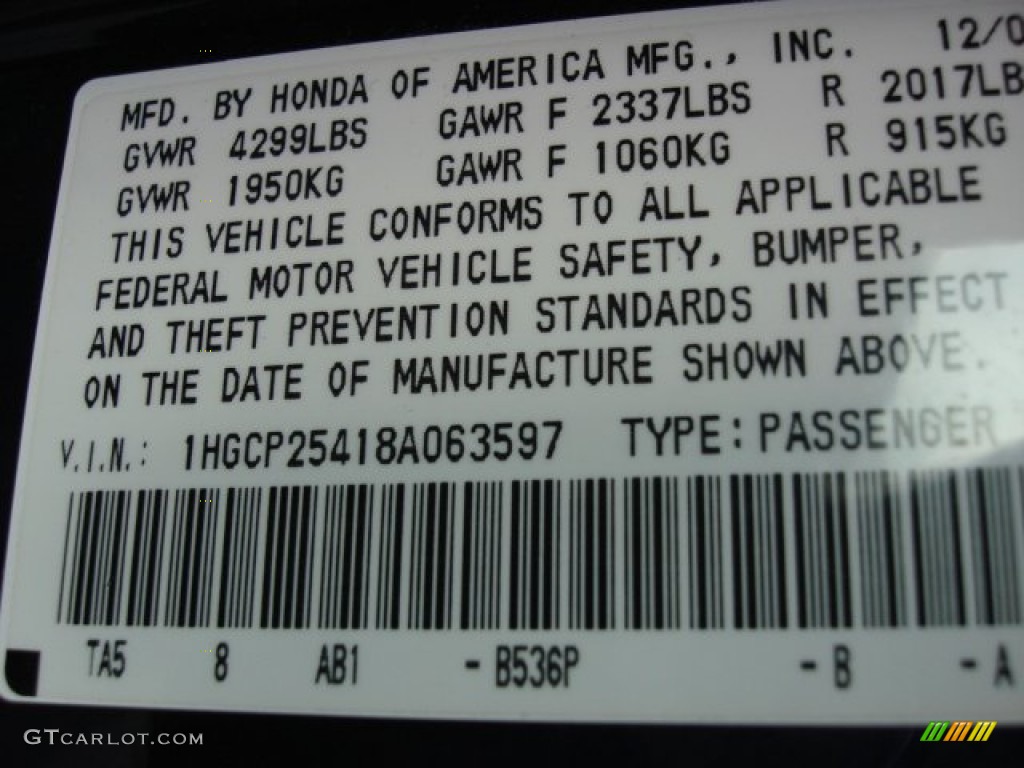 2008 Accord Color Code B536P for Royal Blue Pearl Photo #57557027