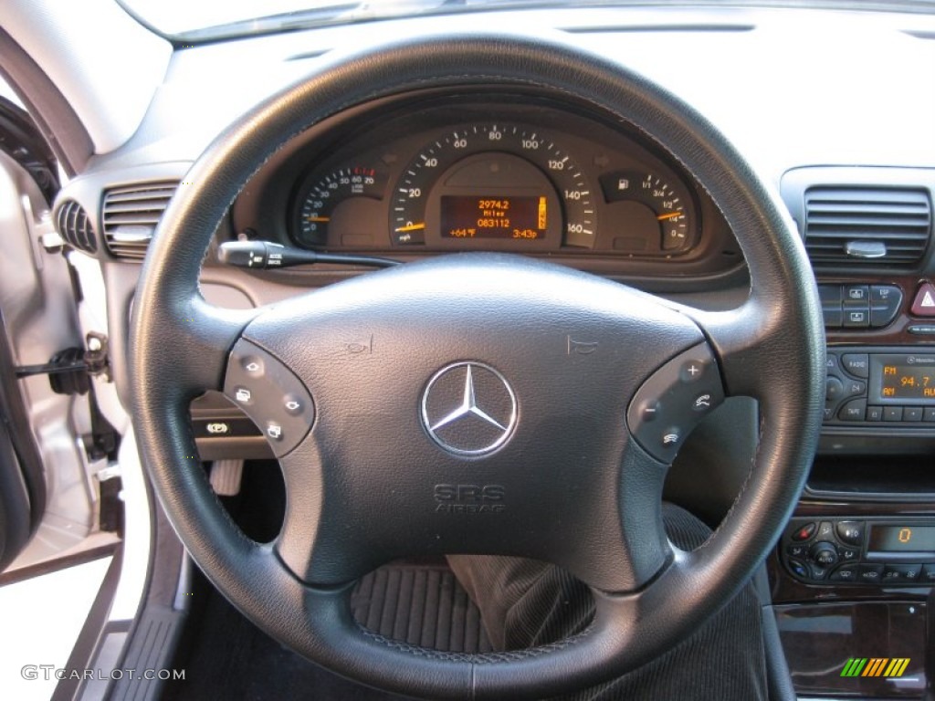 2004 Mercedes-Benz C 320 Sedan Charcoal Steering Wheel Photo #57560500