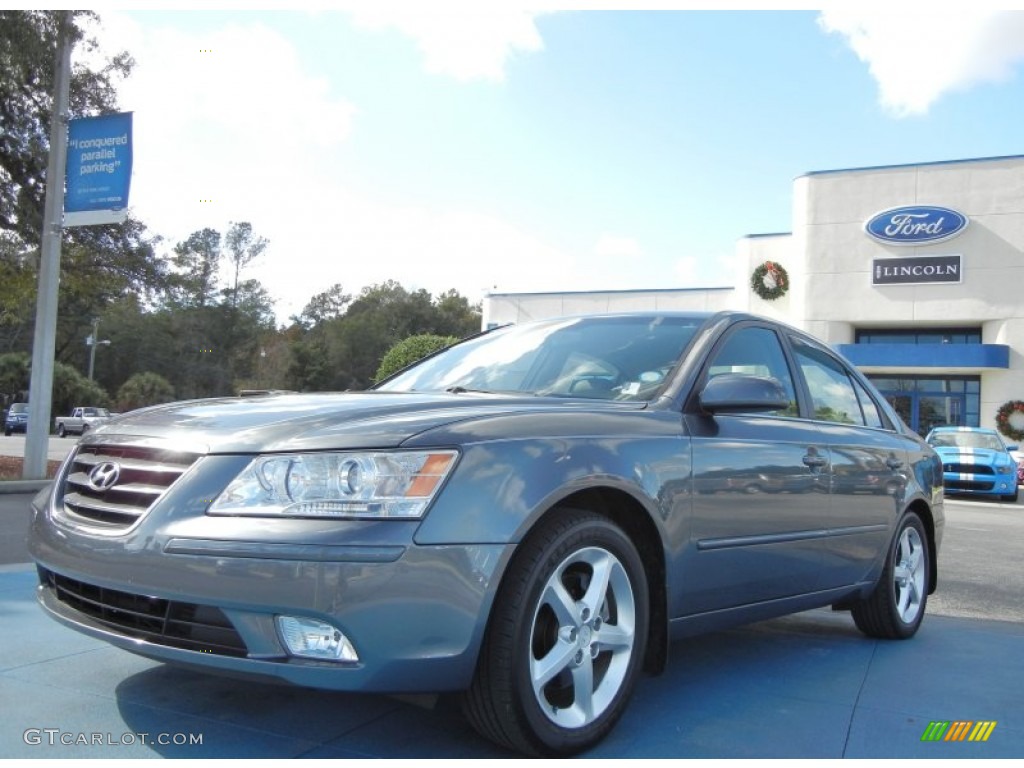 2009 Sonata SE V6 - Slate Blue / Gray photo #1