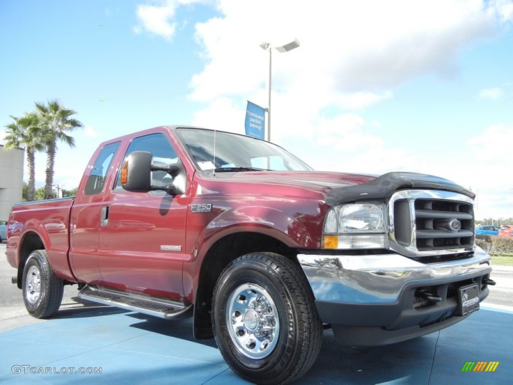 2004 F250 Super Duty XLT SuperCab - Dark Toreador Red Metallic / Medium Flint photo #7