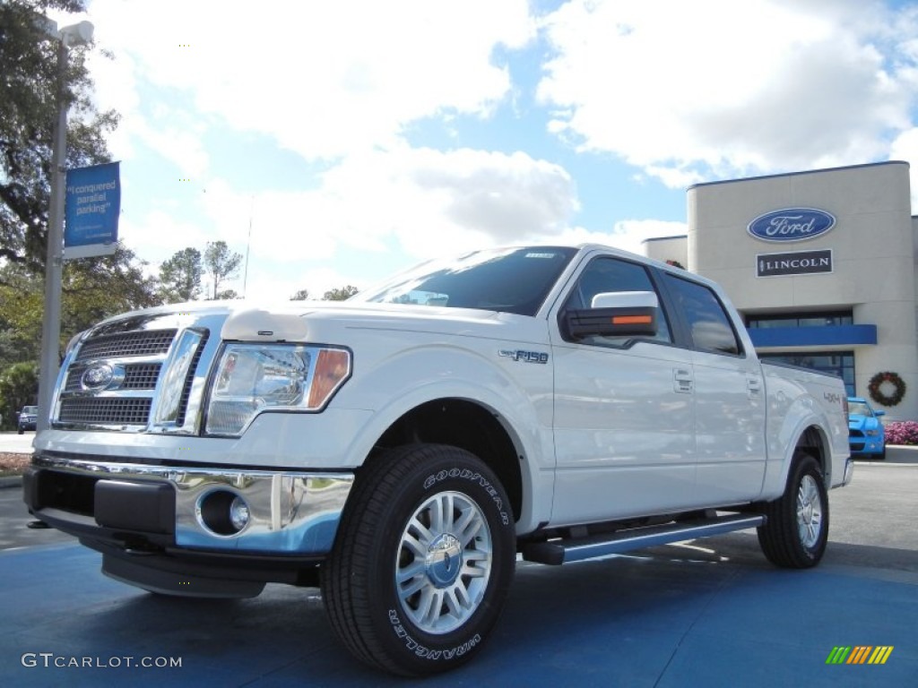 2011 F150 Lariat SuperCrew 4x4 - White Platinum Metallic Tri-Coat / Pale Adobe photo #1
