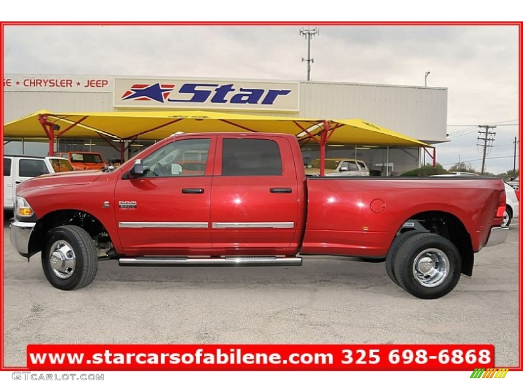 2010 Ram 3500 ST Crew Cab 4x4 Dually - Inferno Red Crystal Pearl / Dark Slate/Medium Graystone photo #2