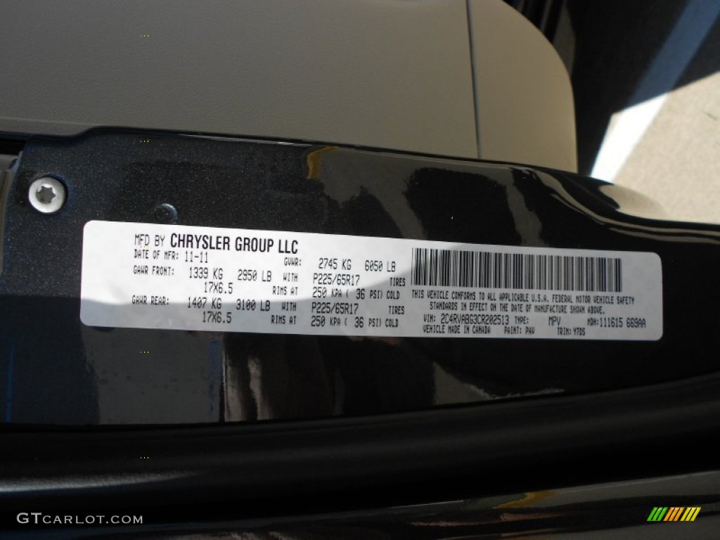 2012 Routan Color Code PAV for Twilight Gray Metallic Photo #57572662