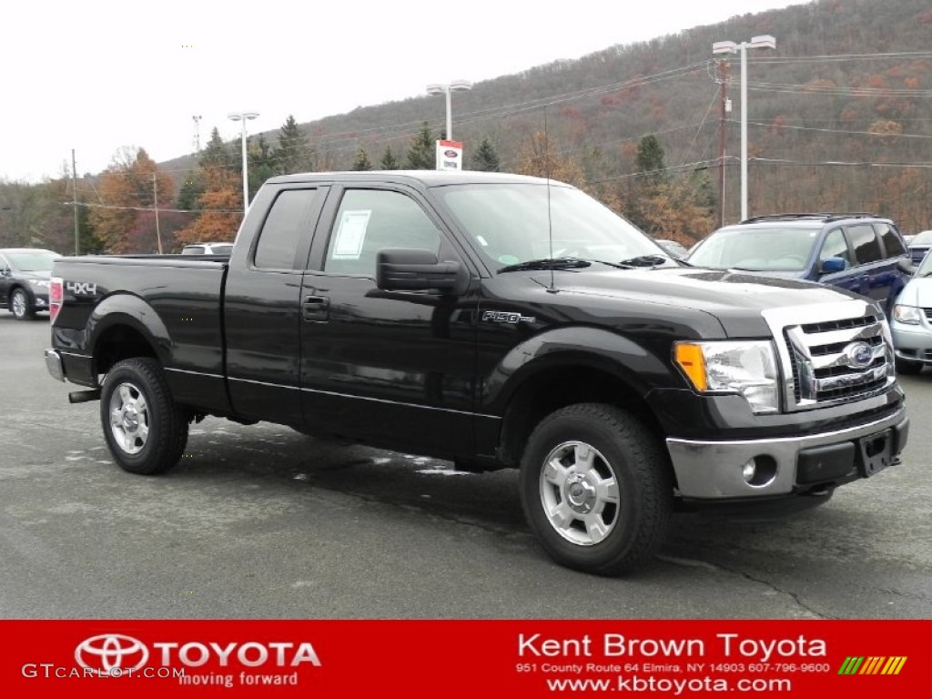 2011 F150 XLT SuperCab 4x4 - Ebony Black / Steel Gray photo #1