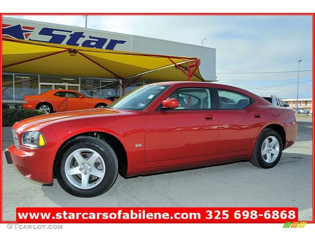 2010 Charger 3.5L - Inferno Red Crystal Pearl / Dark Slate Gray/Light Slate Gray photo #1