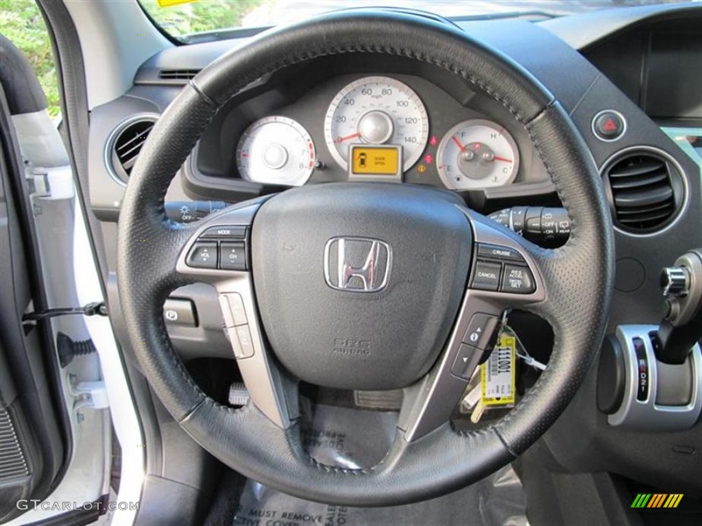 2011 Honda Pilot Touring Black Steering Wheel Photo #57578684